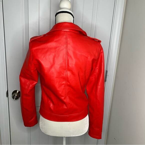 Azalea Wang Dolls Kill red‎ Faux leather moto zip up jacket size small - Picture 6 of 7
